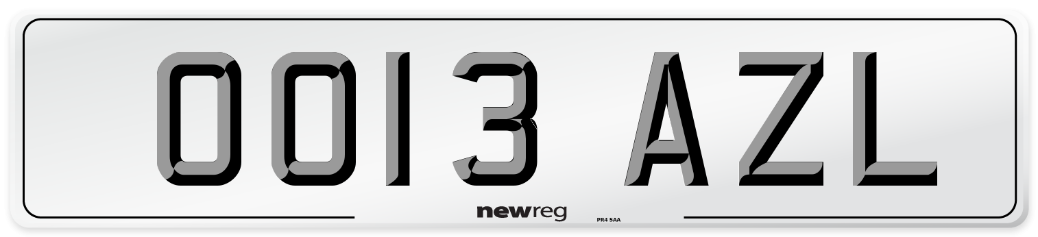 OO13 AZL Number Plate from New Reg